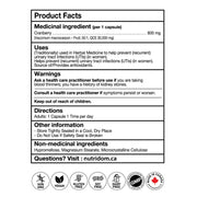 Nutridom Cranberry 50x 30000mg 180 VCaps Nutrition Panel - SupplementSource.ca