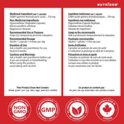 Nutridom Gaba 750 Nutritional Panel - SupplementSource.ca