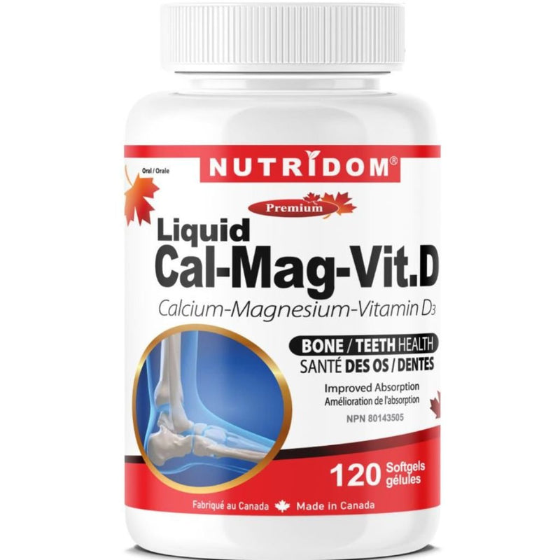Nutridom LIQUID CAL-MAG-VIT D 1000mg, 120 Softgels - SupplementSource.ca