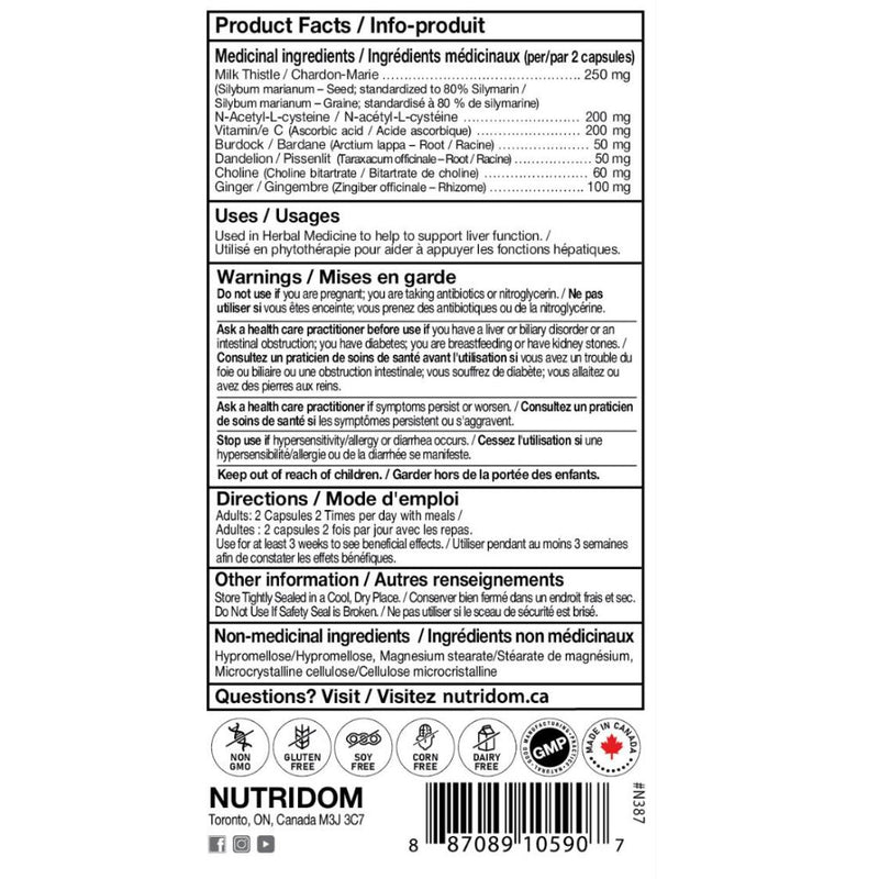 Nutridom LiverCare Nutrition Panel, 60 VCaps - SupplementSource.ca