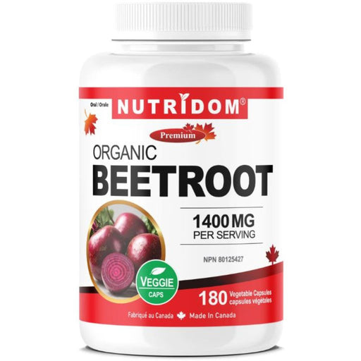 Nutridom Organic Beetroot 1400mg, 180 VCaps - SupplementSource.ca