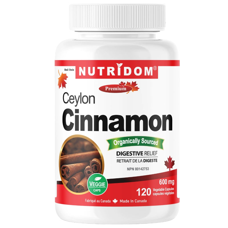 Nutridom Ceylon Cinnamon 600mg 120 VCaps - SupplementSource.ca