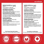 Nutridom Pygeum200, 120 VCaps Nutrition Facts - SupplementSource.ca