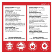 Nutridom Reishi Mushroom Extract 4X, 120 VCaps Nutrition Panel - SupplementSource.ca