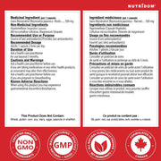 Nutridom Resveratrol 500 Nutrition Panel, 60 VCaps - SupplementSource.ca