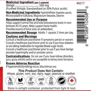 Nutridom Shilajit 500mg, 60 VCaps Nutrition Panel - SupplementSource.ca