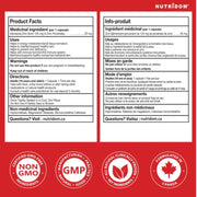 Nutridom Zinc Picolinate 25mg, 180 VCaps Nutrition Panel - SupplementSource.ca
