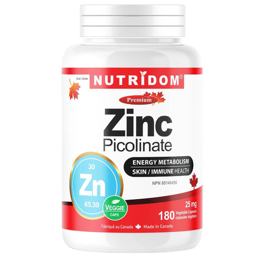 Nutridom Zinc Picolinate 25mg, 180 VCaps - SupplementSource.ca