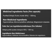 Nutrametix Pure Himalayan Shilajit, 60 Capsules Nutrition Panel - SupplementSource.ca