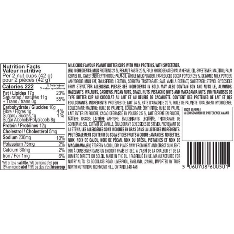 Nutry Nuts Milk Choc Nutrition Panel - SupplementSource.ca