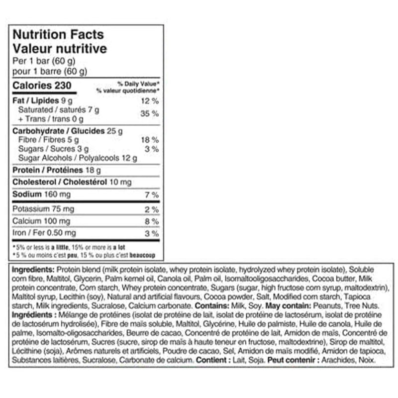 One Brand ONE Bar, 1 Box of 12 Bars Hershey's Cookies N Cream Nutrition Panel - SupplementSource.ca