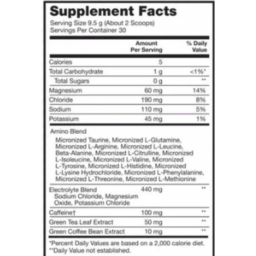 Optimum Nutrition AMINO ENERGY + Hydration, 30 Servings Nutritional Info - Supplementsource.ca