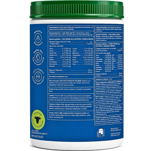 Organika Enhanced Collagen Relax English Nutrition Panel, Unflavoured, 250g - SupplementSource.ca