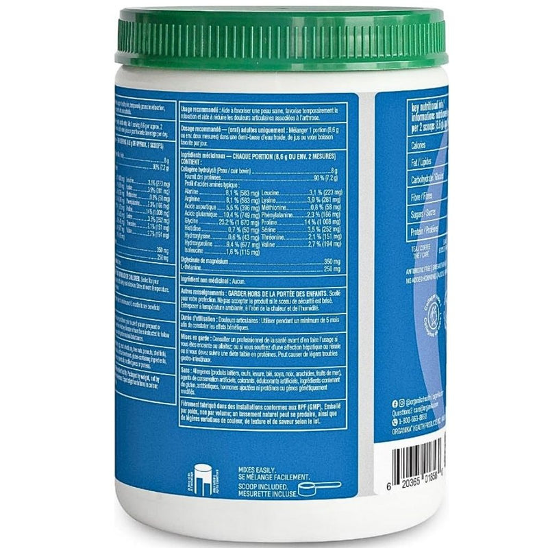 Organika Enhanced Collagen Relax French Nutrition Panel, Unflavoured, 250g - SupplementSource.ca