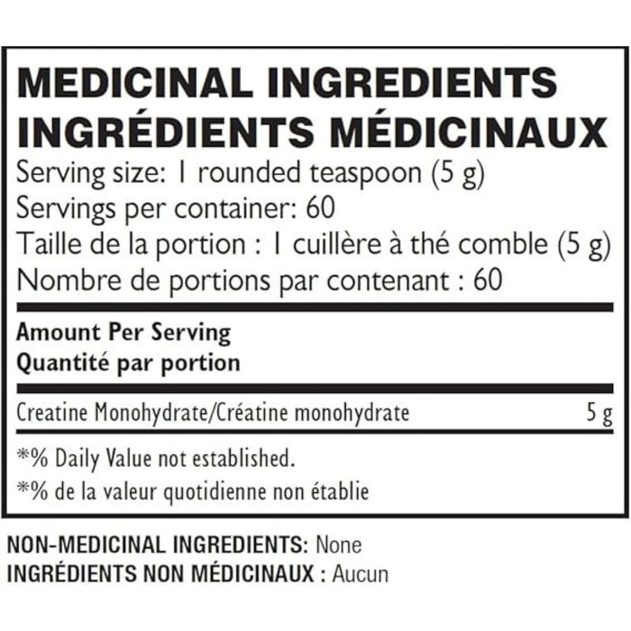 PAKd Nutrition Creatine Monohydrate Nutrition Panel - SupplementSource.ca