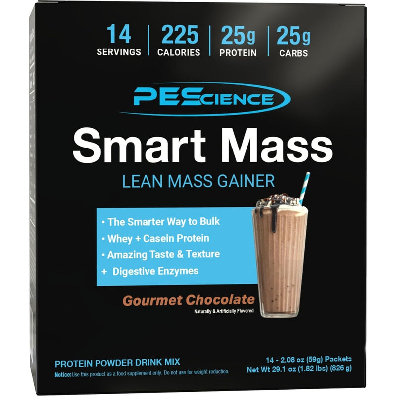 PEScience Smart Mass Lean Mass Gainer, 58g x 14 Packets Gourmet Chocolate - SupplementSource.ca