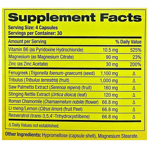 Pharmafreak Test Freak 30 Servings Nutrition Panel - SupplementSource.ca