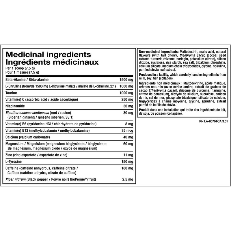 PVL Domin8 Sport 30 Servings Nutritional Profile - SupplementSource.ca