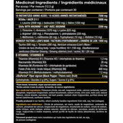 PVL EAA Complete +, 30 Servings Tropical Punch Nutrition Panel - SupplementSource.ca