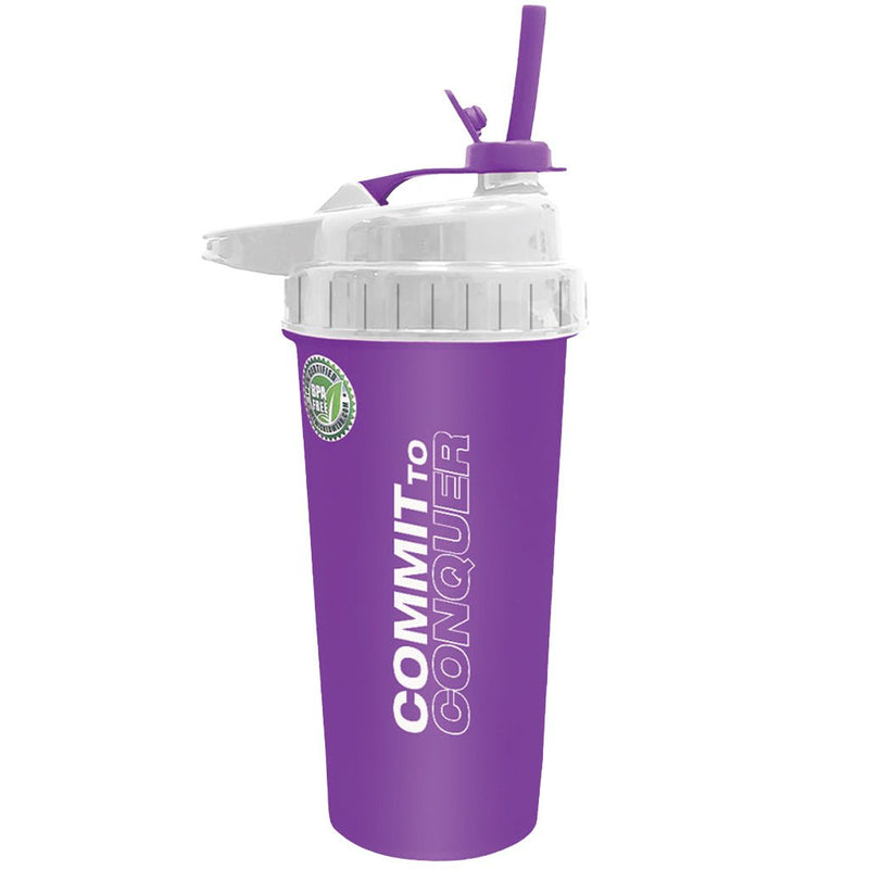 PVL Flip-n-Sip Shaker Bottle 800ml Purple Commit To Conquer - SupplementSource.ca