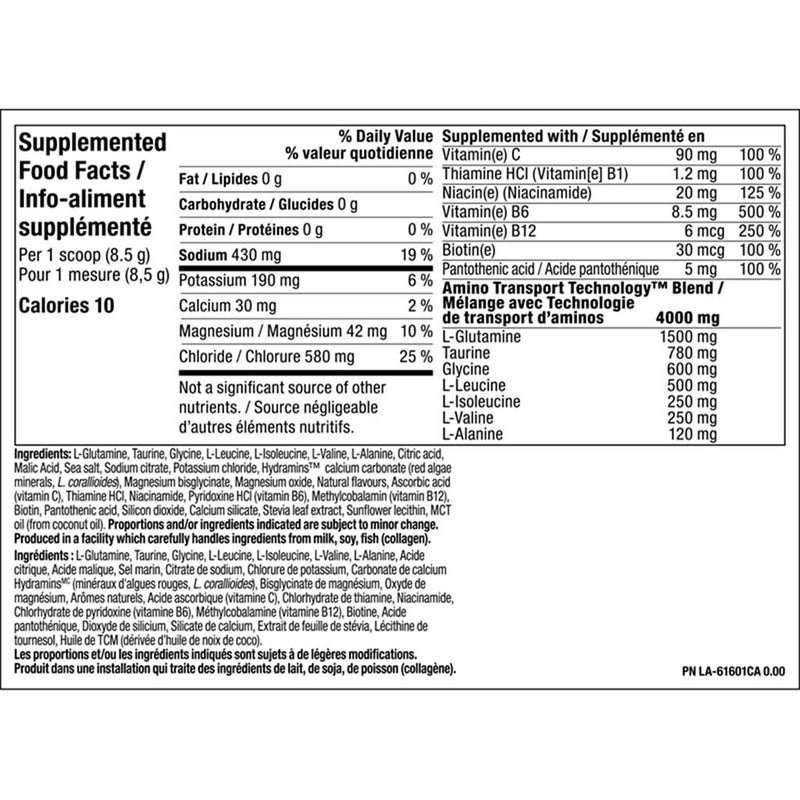 PVL ProH2O 30 Servings Orange Nutritional Panel - SupplementSource.ca
