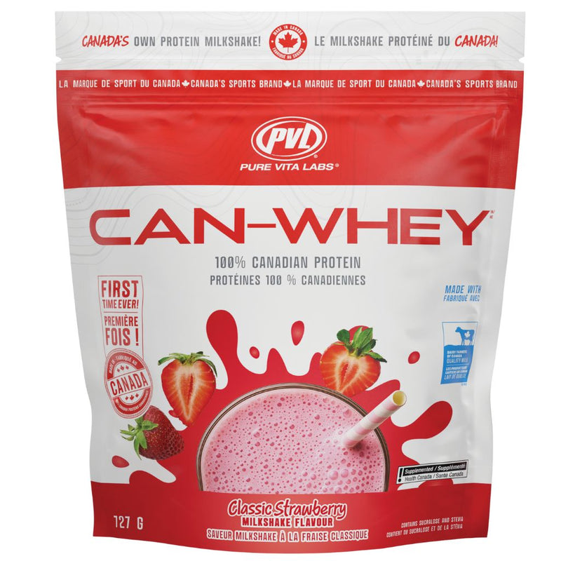 PVL Can-Whey 100% Canadian Protein Classic Strawberry, 727 grams - SupplementSource.ca