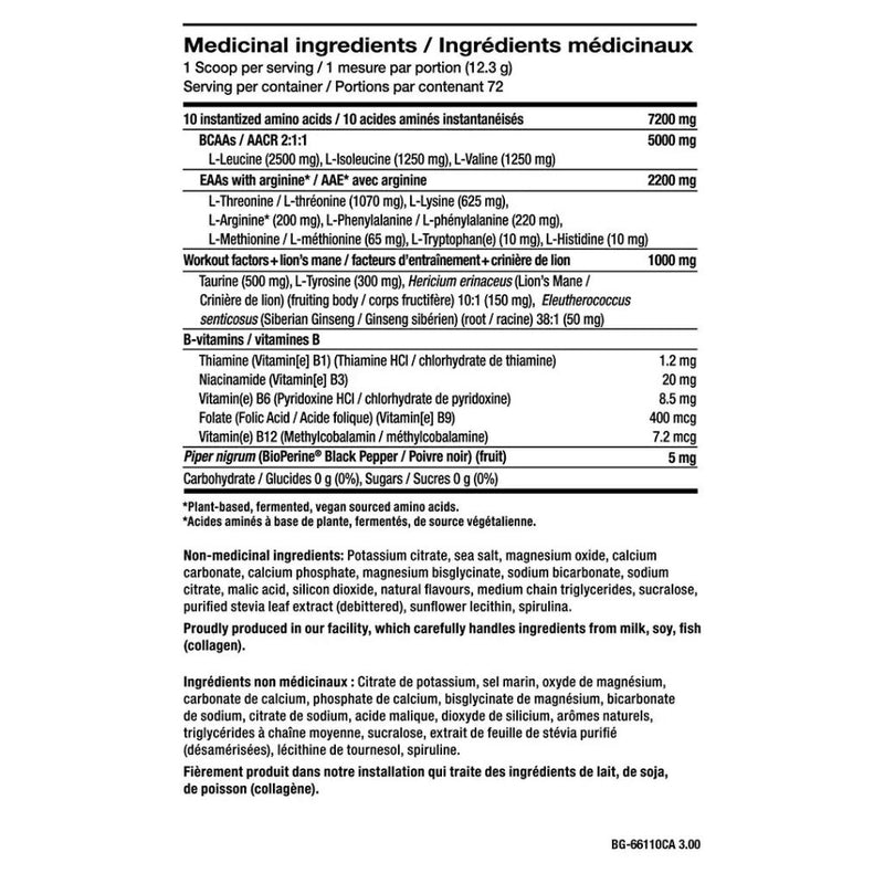 PVL EAA Complete+, 72 Servings Nutrition Facts - SupplementSource.ca