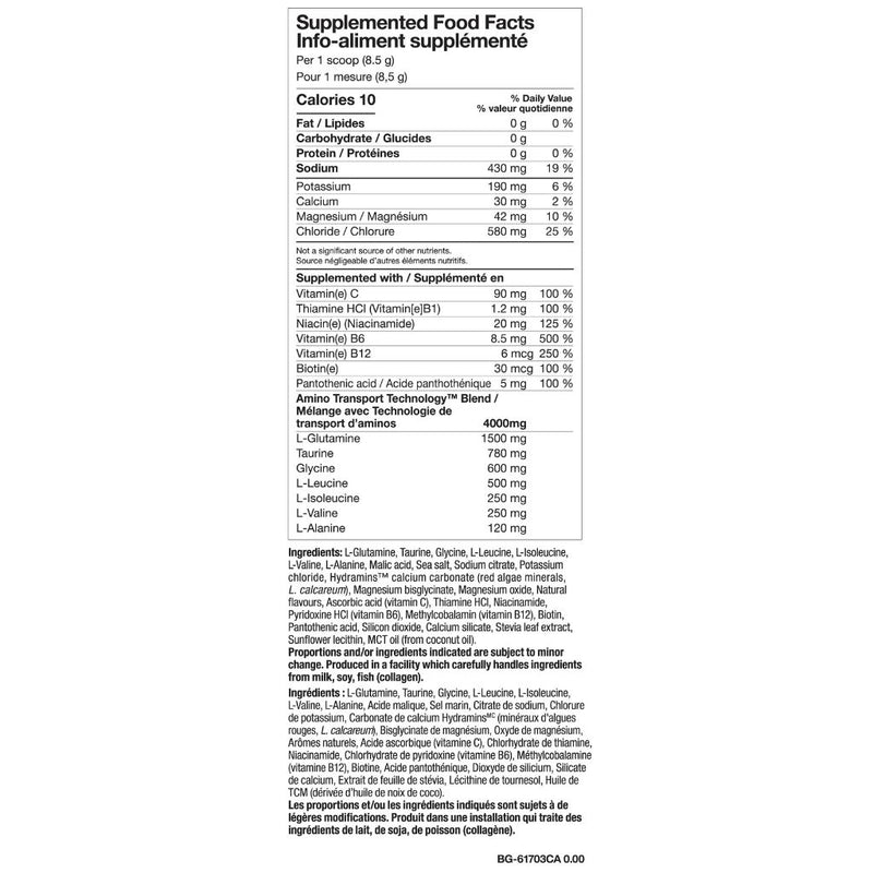PVL ProH2O Hydration Mix, 612g Nutrition Facts - SupplementSource.ca