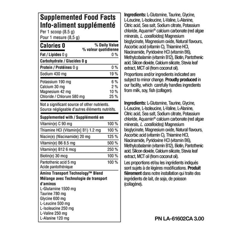 PVL ProH2O 30 Servings Nutritional Panel - SupplementSource.ca