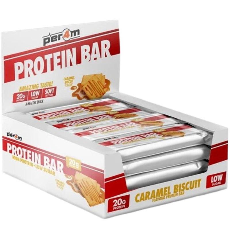 Per4m Low Sugar Protein 12 Bars, Caramel Biscuit - SupplementSource.ca