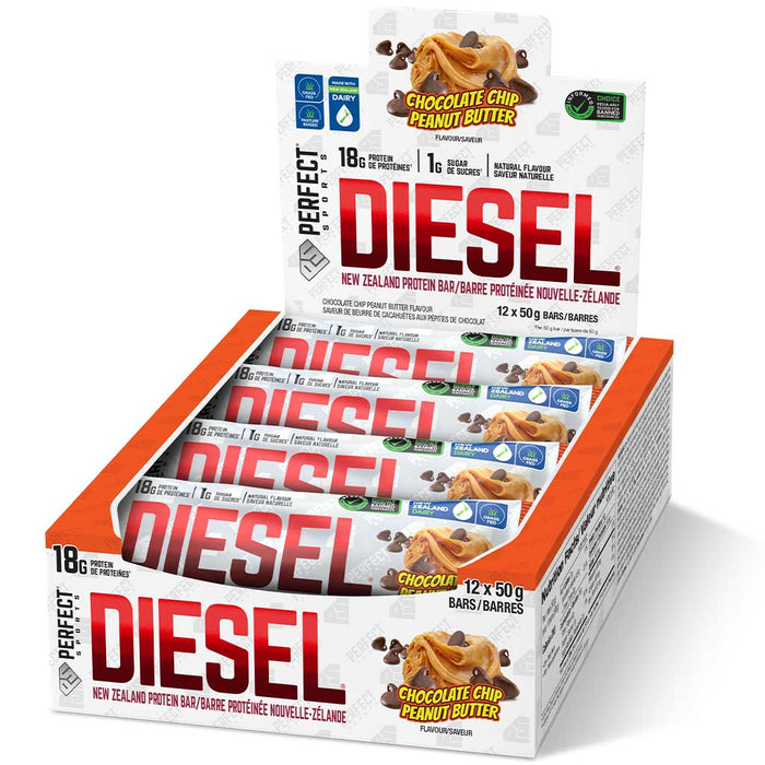 Perfect Sports Diesel Bar 1 Box Chocolate Chip Peanut Butter - SupplementSource.ca