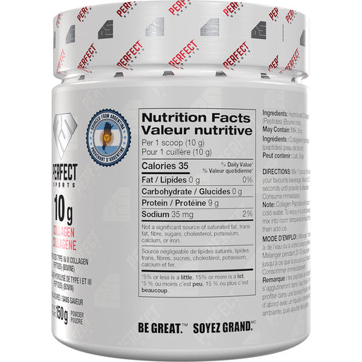 Perfect Sports Essential Collagen, 150g Unfavoured Back - SupplementSource.ca