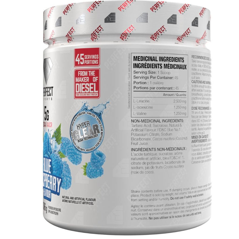Perfect Sports BCAA Hyper Clear Nutrition Panel - SupplementSource.ca