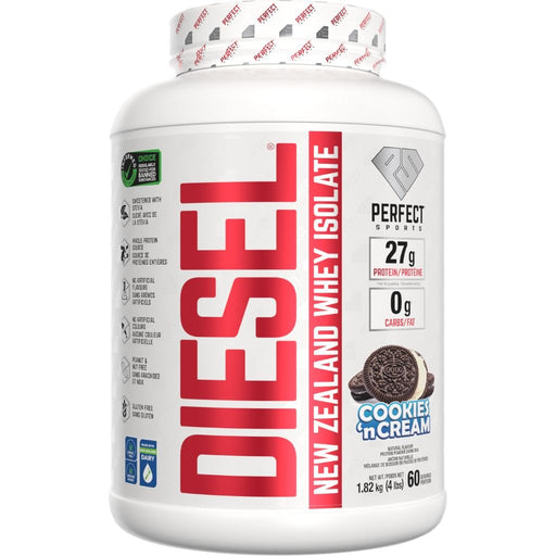 Perfect Sports DIESEL (New Zealand Whey Protein Isolate), 4lb Cookies and Cream - SupplementSource.ca