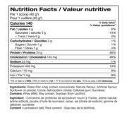 Perfect Sports Ultra Fuel Grass Fed Whey Protein, 4lbs Cookies Nutrition Panel - SupplementSource.ca