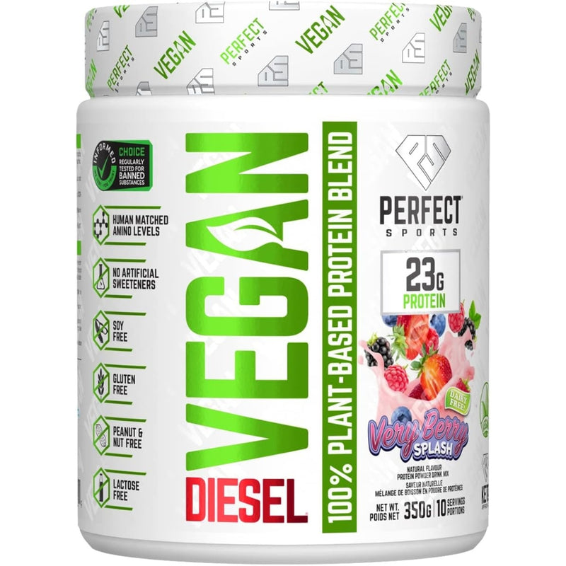 Perfect Sports DIESEL VEGAN 100% PLANT-BASED PROTEIN, 350g Very Berry Splash Supplementsource.ca