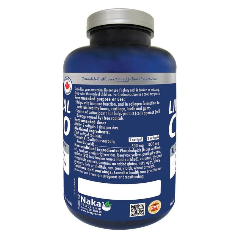 Naka Platinum LIPOSOMAL C1000, 180 Softgels SupplementSource.ca
