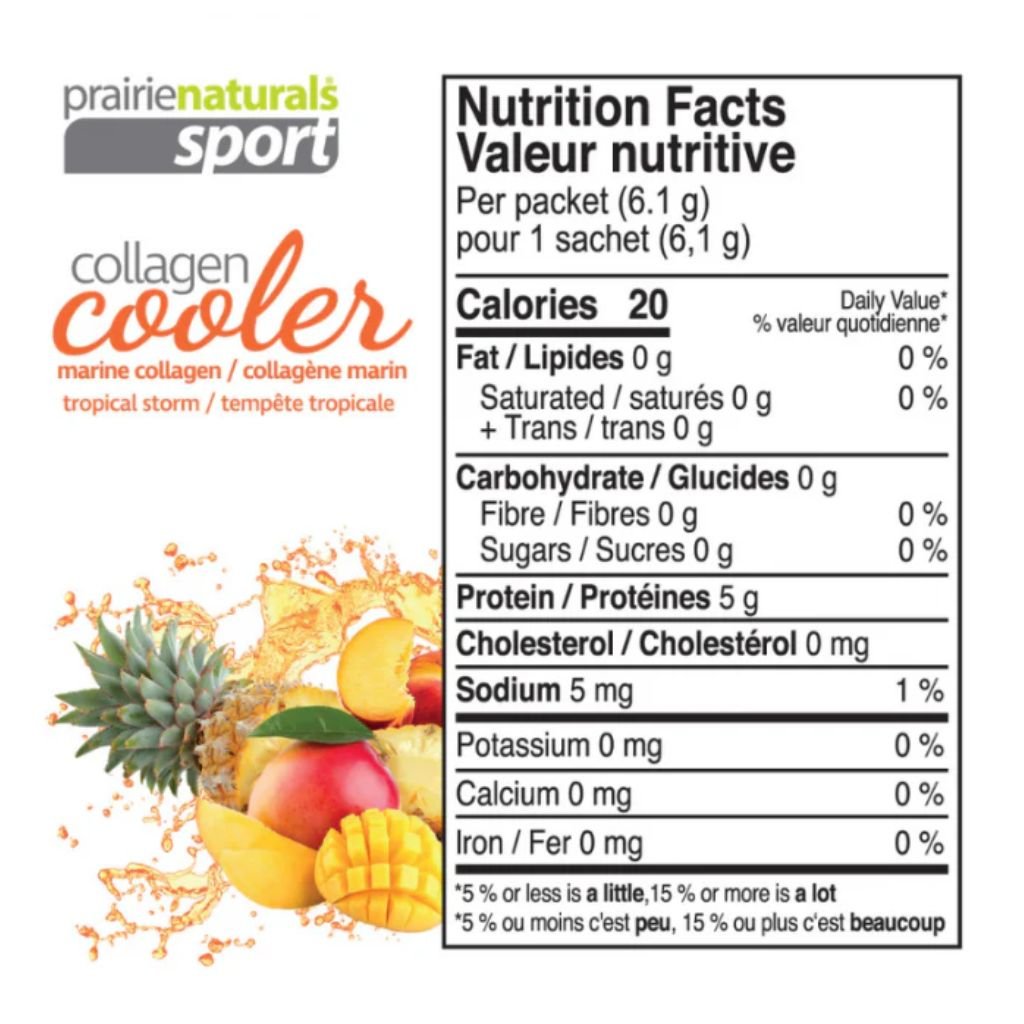 Prairie Naturals Collagen Cooler 6.1g Tropical Storm Nutrition Facts - SupplementSource.ca