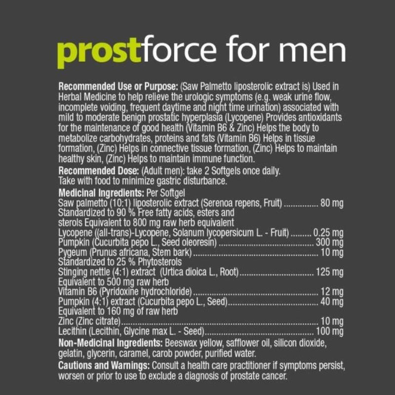 Prairie Naturals Prost Force Nutrition Panel, 60 Softgels - SupplementSource.ca
