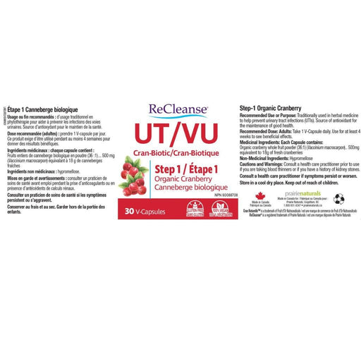 Prairie Naturals ReCleanse Organic Cranberry Nut Panel, 30 VCaps - SupplementSource.ca