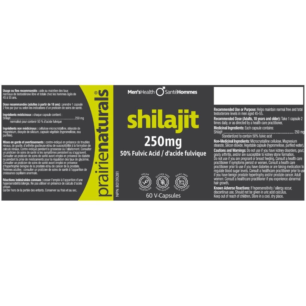 Prairie Naturals Shilajit Nutrition Panel, 60 vCaps - SupplementSource.ca