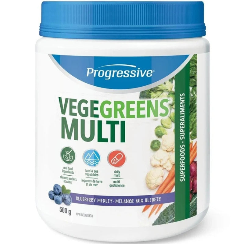 Progressive Vegegreens Multi, 500g Blueberry Medley - SupplementSource.ca