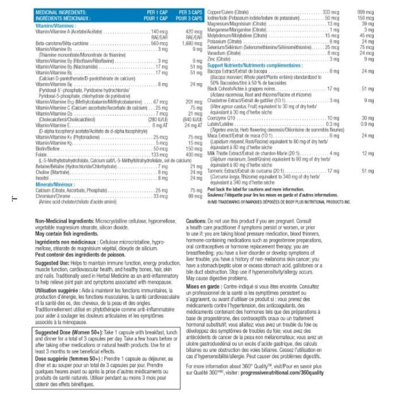 Progressive Women's Multivitamin 50+ Nutrition Panel, 120 VCaps - SupplementSource.ca