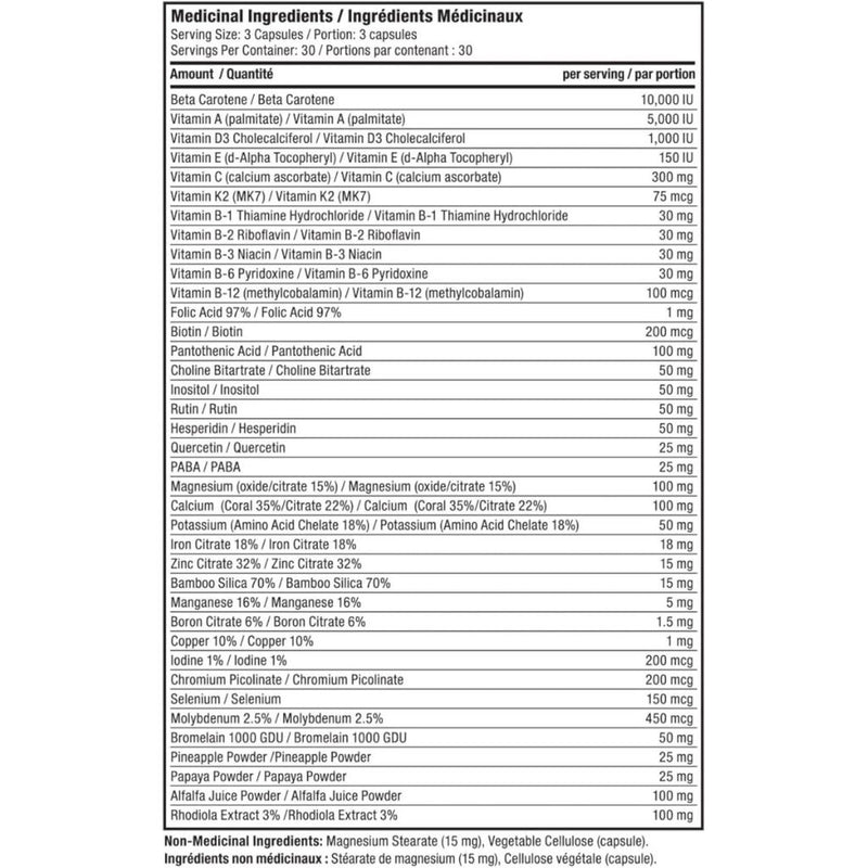 ProLine Active Women Multivitamin for Women, 90 Capsules Nutrition Facts - SupplementSource.ca