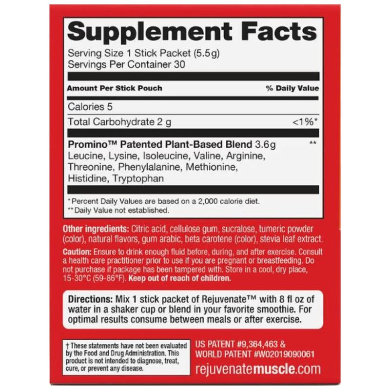 Promino Rejuvenate Muscle Activator Nutrition Panel, 30 Stick Packets, Citrus Blast - SupplementSource.ca