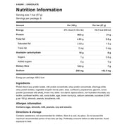 Protein World X-GEAR PROTEIN BARS, 6 Bars/Box Chocolate Nutrition Panel - SupplementSource.ca