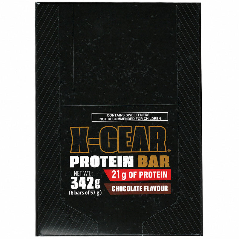 Protein World X-GEAR PROTEIN BARS, 6 Bars/Box Chocolate - SupplementSource.ca