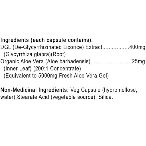 Protocol for Life Balance Ortho DGL, 100 VCaps Nutrition Panel - SupplementSource.ca