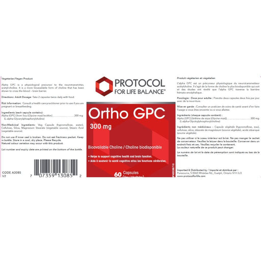 Protocol For Life Balance Ortho GPC Nutrition Panel, 300mg, 60 VCaps - SupplementSource.ca