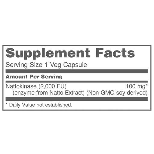 Protocol For Life Balance Ortho Natto 100mg, 60 VCaps Nutrition Panel - SupplementSource.ca